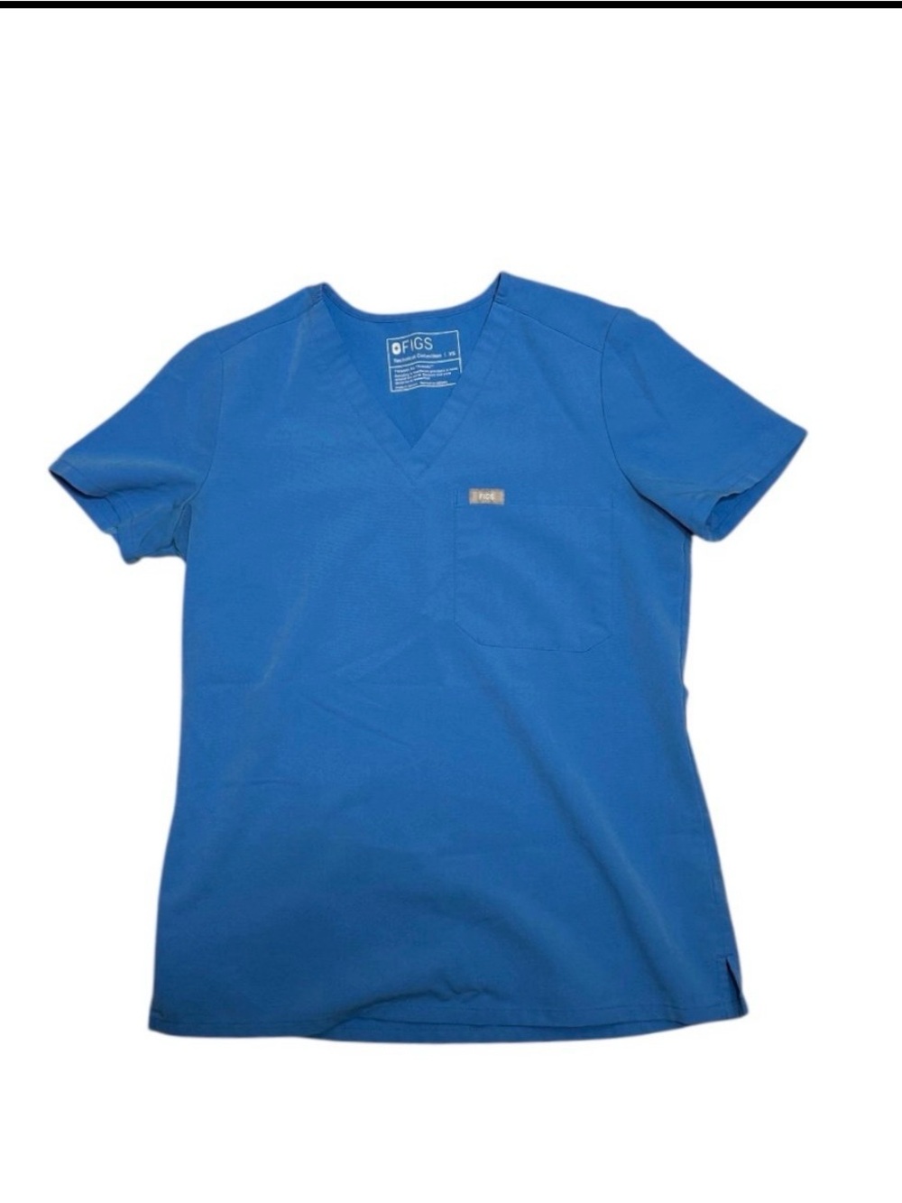 Figs Catarina One-Pocket Capri Blue Scrub Top, Size XS
